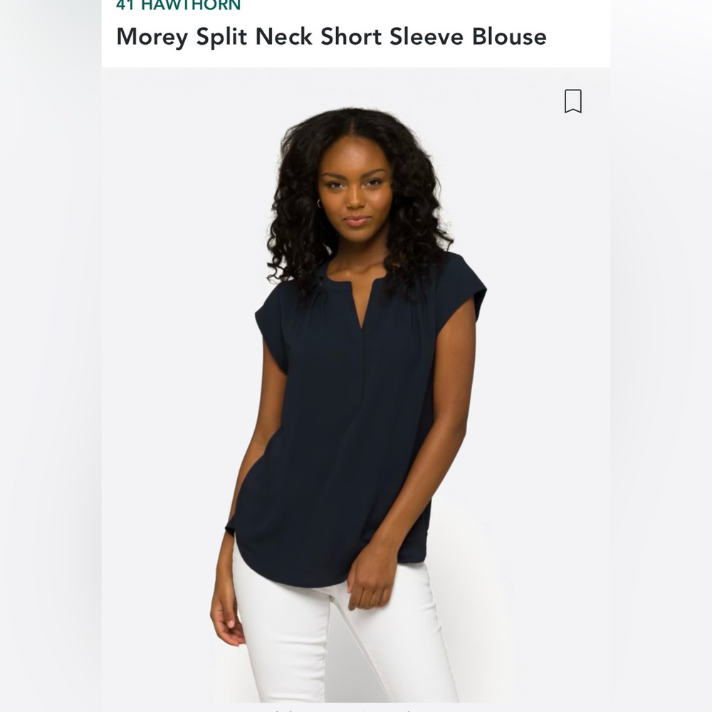 Morey Split Neck Short Sleeve Blouse. NWT